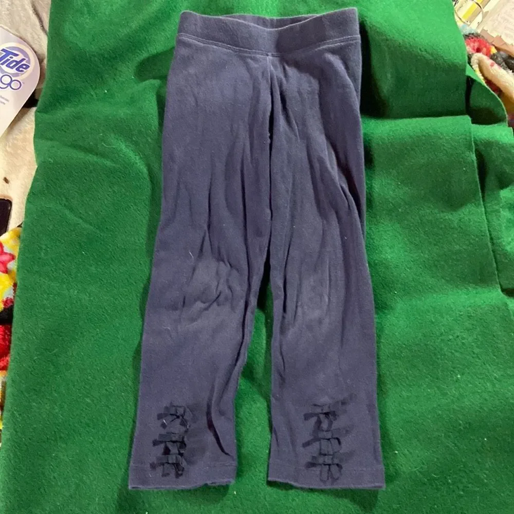 Gymboree Girls Leggings Lot of 2 White & Blue Size 5 Stretch Pants Basics